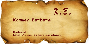 Kommer Barbara névjegykártya